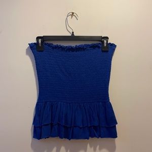 NORDSTROM Royal Blue Strapless Scrunched Top
